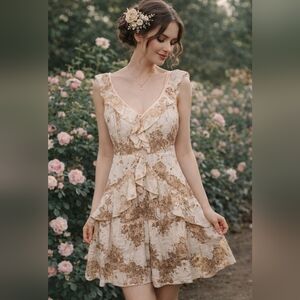 Sugarlips Women’s Ruffle Mini Dress Size Large NWT Floral Romantic Sleeveless